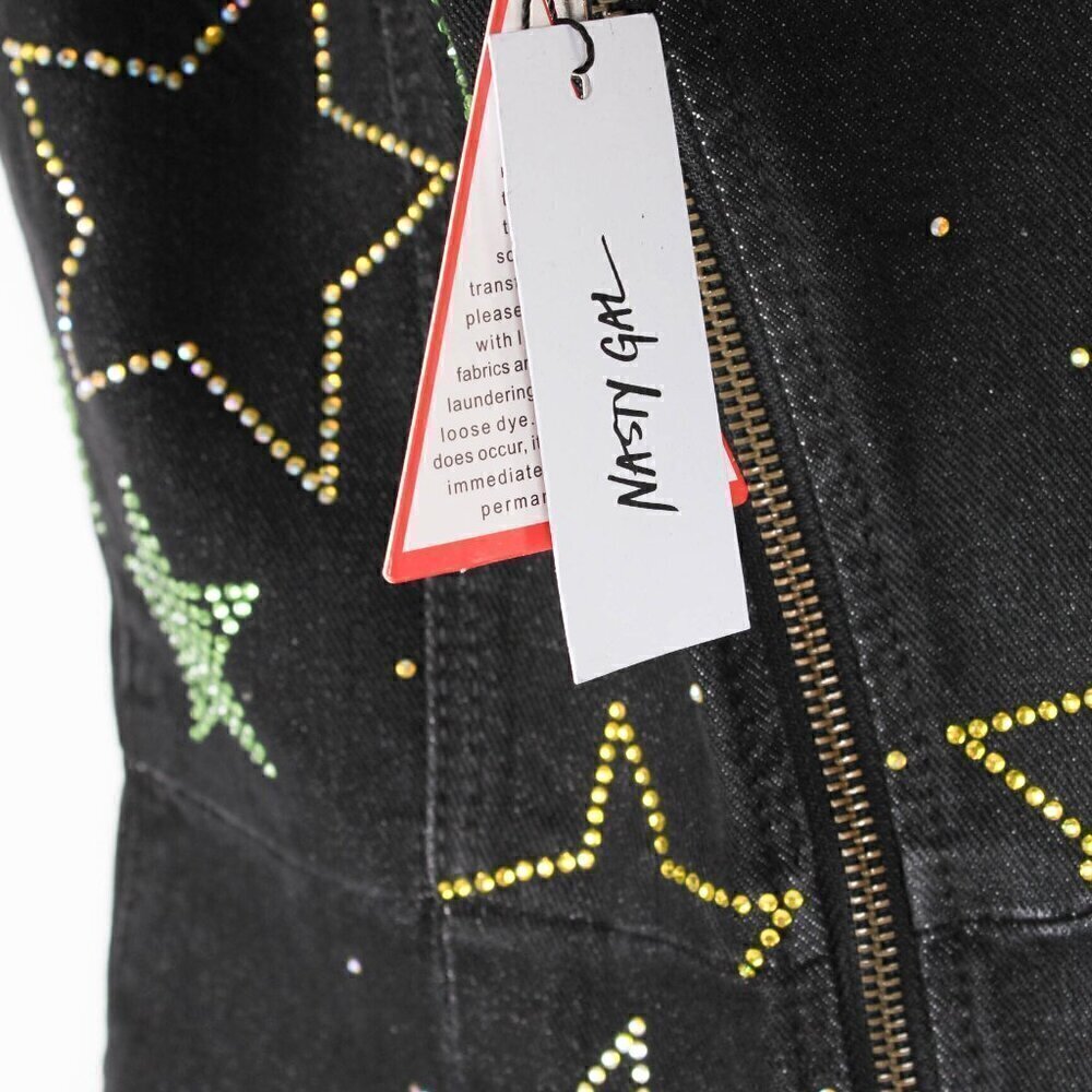 CLEARANCE Nasty Gal Star Hotfix Denim Playsuit, NWT, Size 8 - Picture 7 of 9